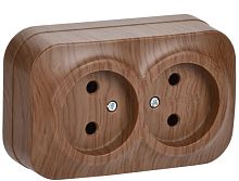 Розетка без заземления накладная IEK Glory РС22-2-ХД 2-м. дуб картинка